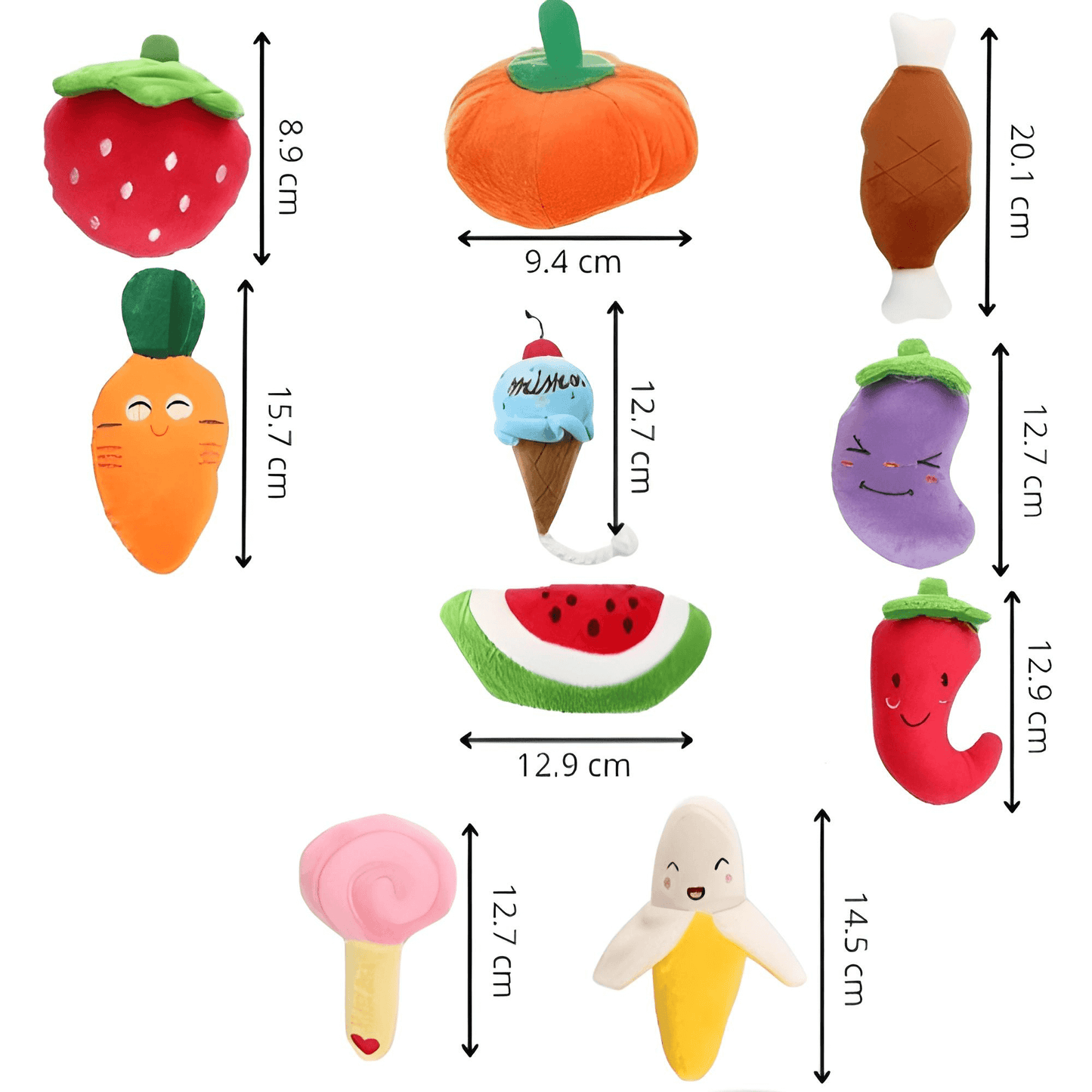 Jouets en Peluche pour Chiens et Chats : Fruits et Légumes