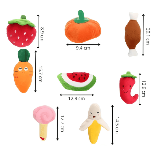 Jouets en Peluche pour Chiens et Chats : Fruits et Légumes