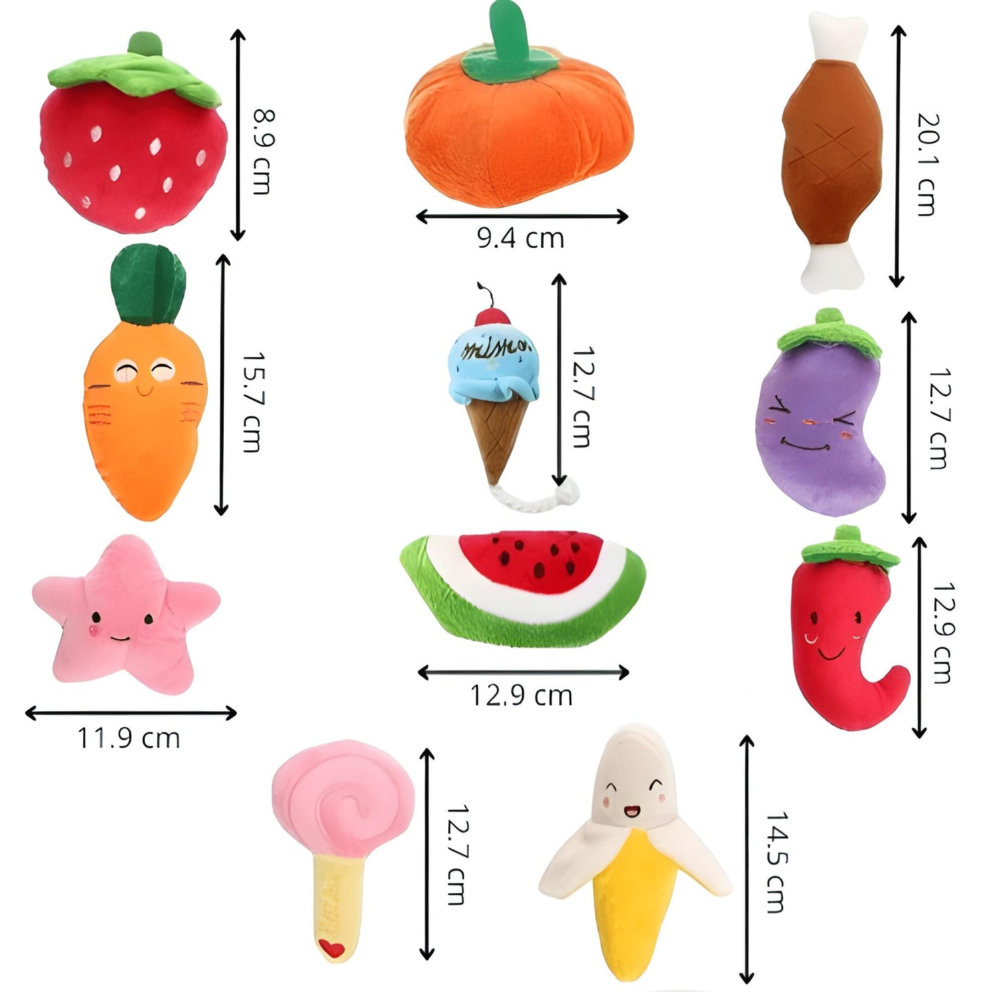 Jouets en Peluche pour Chiens et Chats : Fruits et Personnages Cartoon