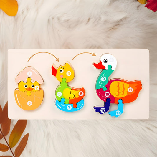 🦆Puzzle Éveil Animaux - Découverte des animaux en bois