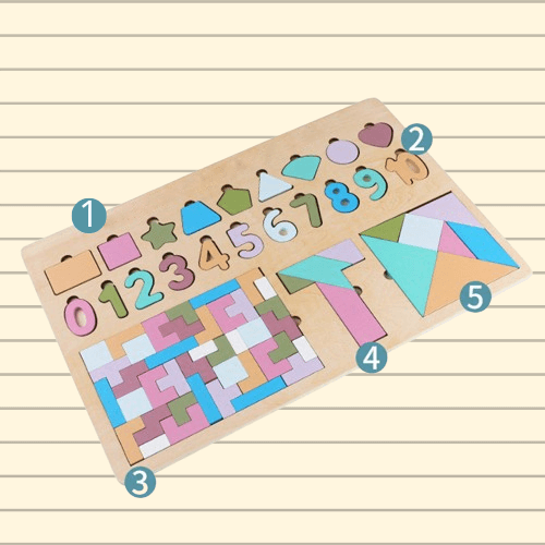 Puzzle en Bois Éducatif 5-en-1 pour Enfants (4-6 ans) - InstantJeux