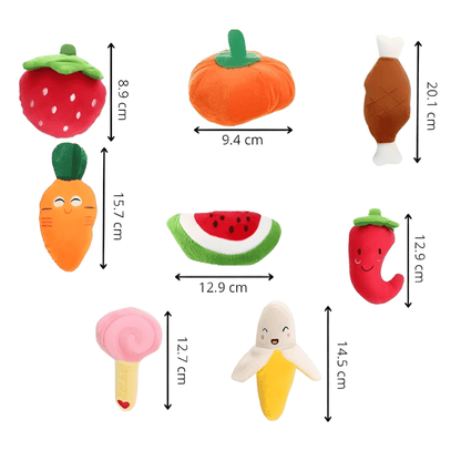 Jouets en Peluche pour Chiens et Chats : Fruits et Légumes