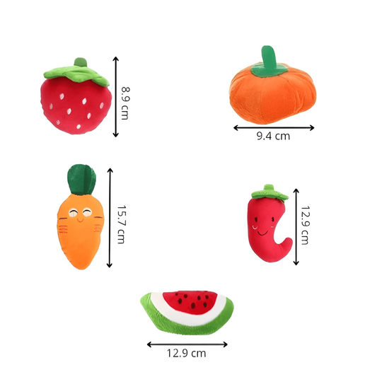 Jouets en Peluche pour Chiens et Chats : Fruits et Légumes