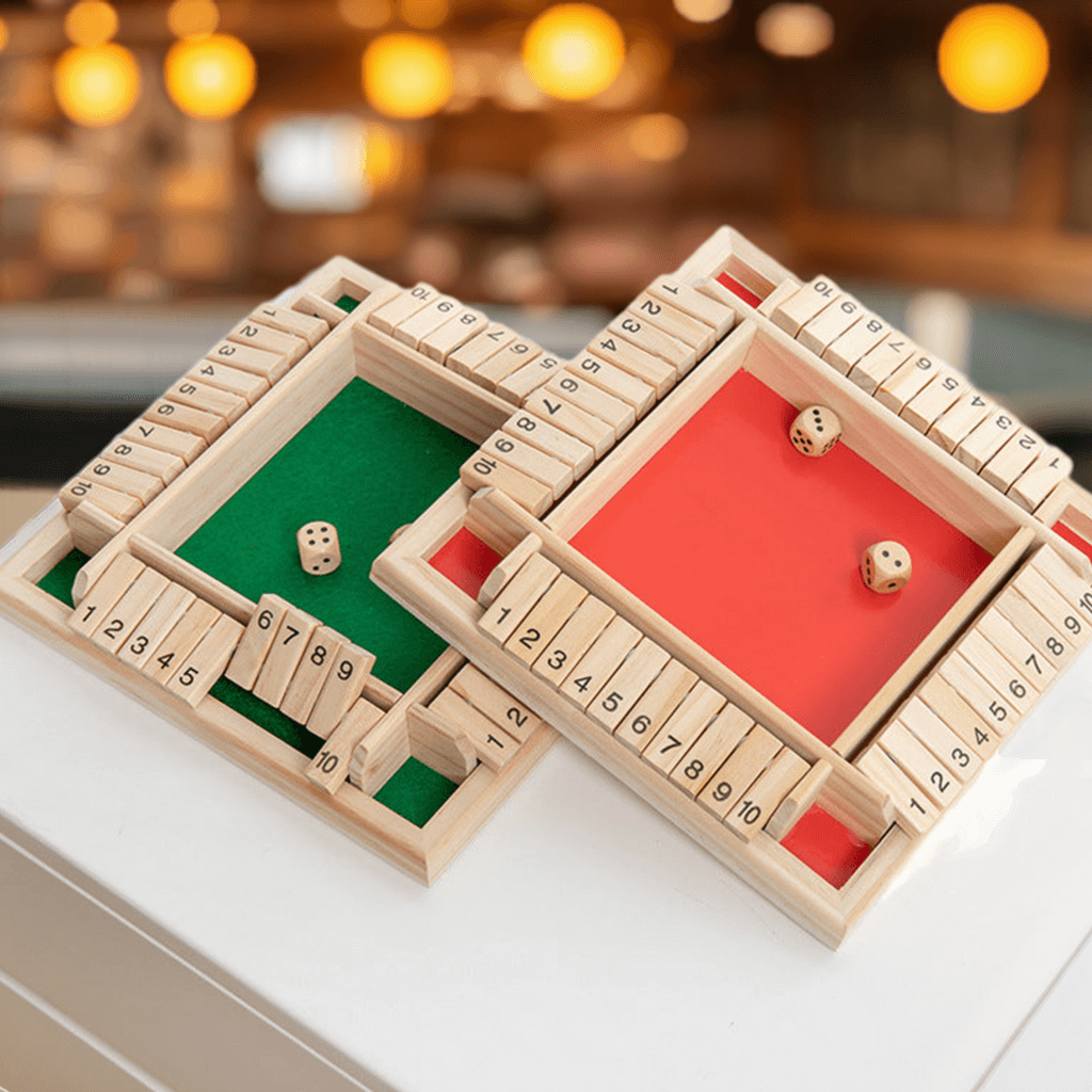 Shut The Box 4 joueurs - Jeu de Trac - Jeu en bois Ecologique - à partir de 6 ans Shut The Box 4 joueurs - Jeu de Trac - Jeu en bois Ecologique - à partir de 6 ans